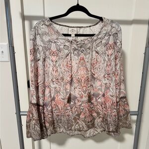St. John's Bay Red and Gray Paisley Blouse